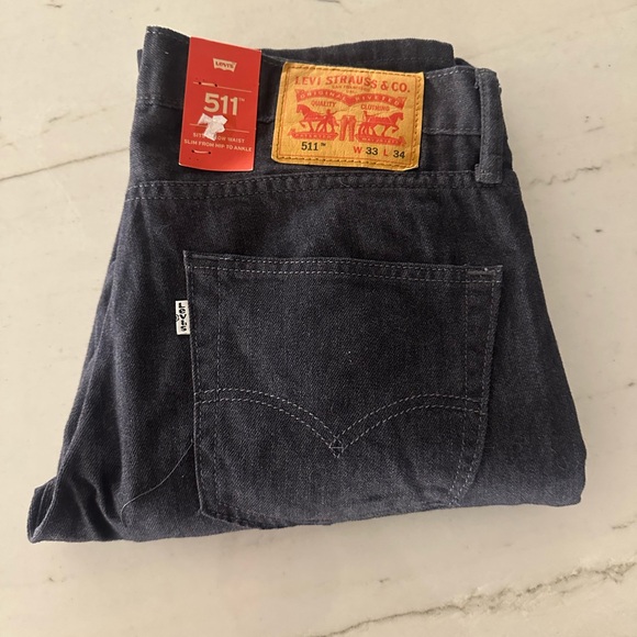 NWT Levi’s 511 Men’s 33x34 Stretch Denim Black Jeans White Tab - Picture 1 of 5